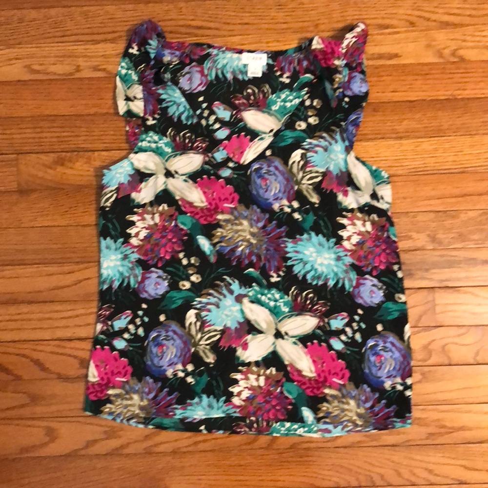J crew v neck ruffle sleeve tank